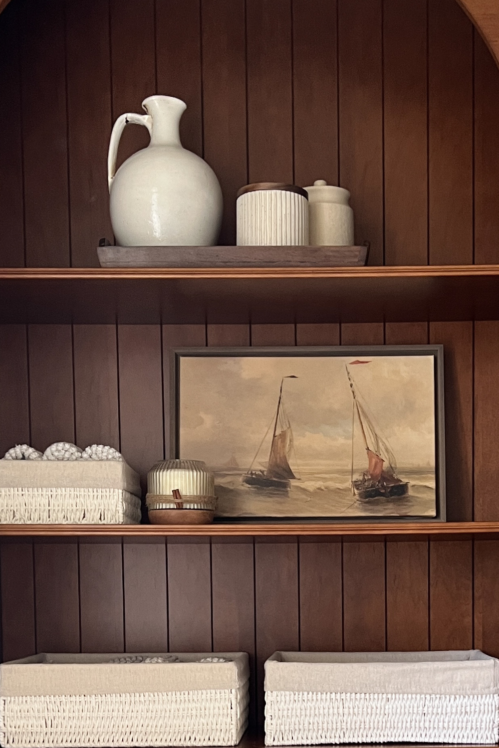 OLEKA CANVAS - VINTAGE SAILING, Oeuvre sur toile étirée, encadré Brun Chêne