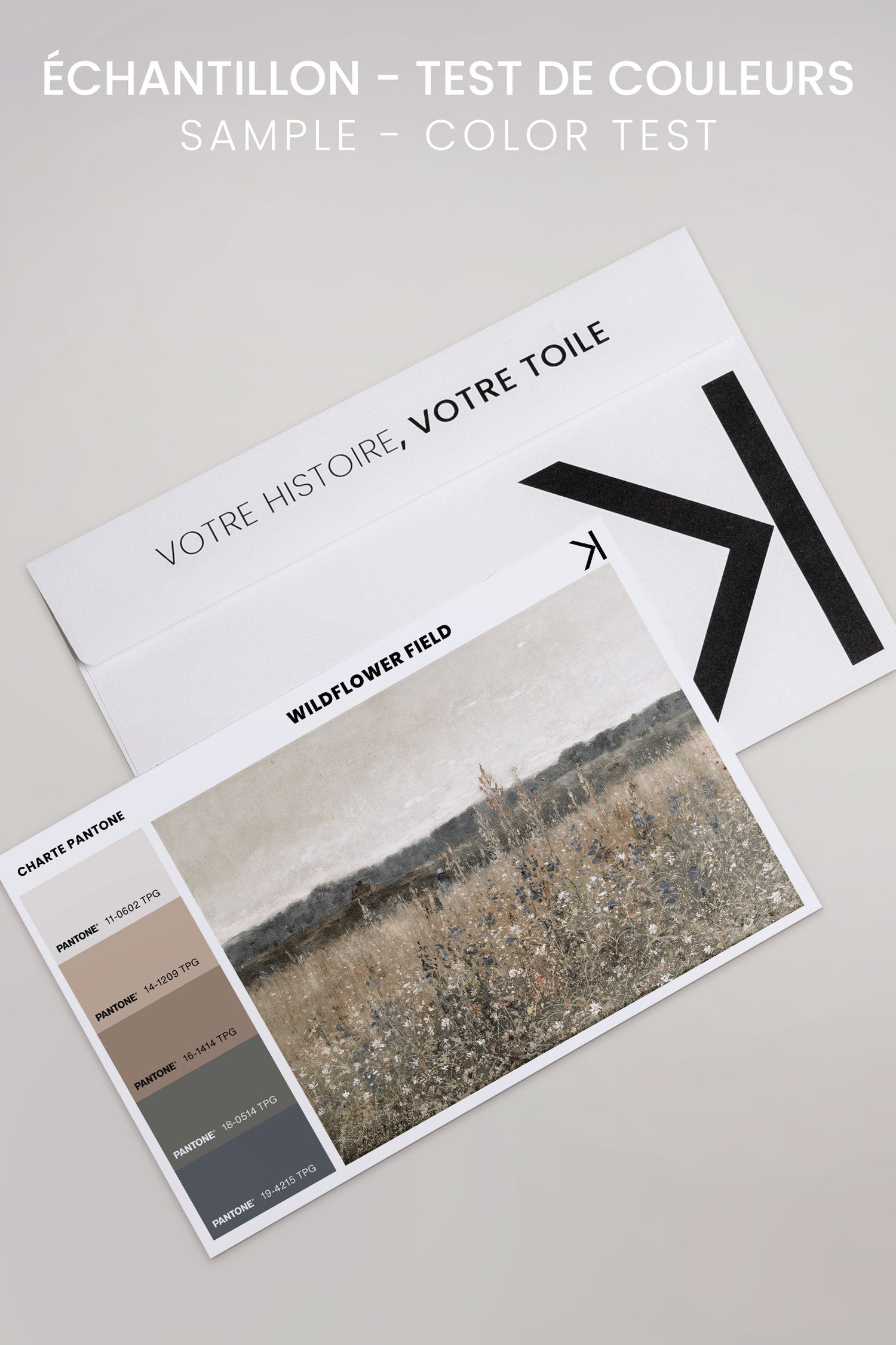 OLEKA CANVAS - WILDFLOWER FIELD, Oeuvre sur toile étirée, encadré Blanc