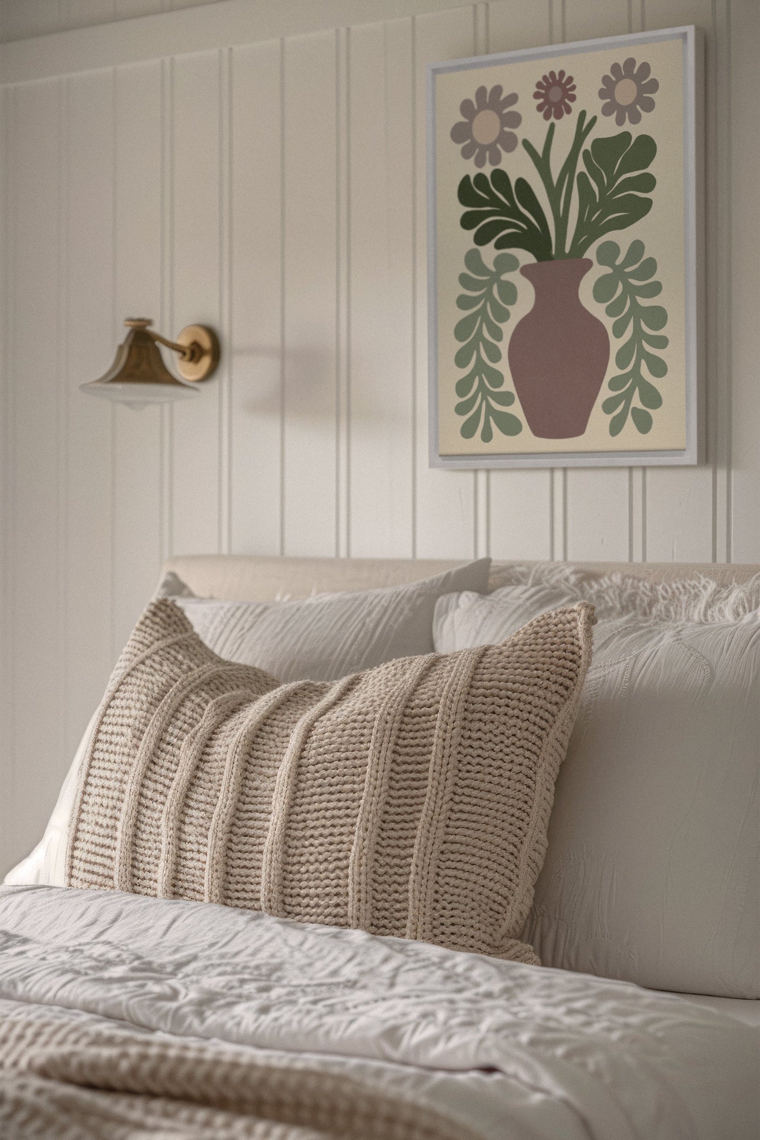 OLEKA CANVAS - CHIC FLORAL, Oeuvre sur toile étirée, encadré Blanc