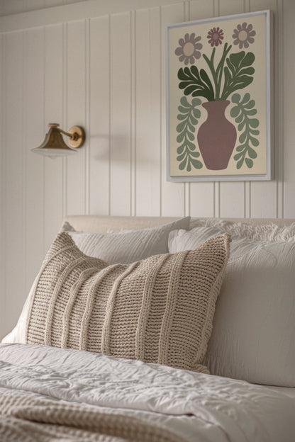 OLEKA CANVAS - CHIC FLORAL, Oeuvre sur toile étirée, encadré Blanc