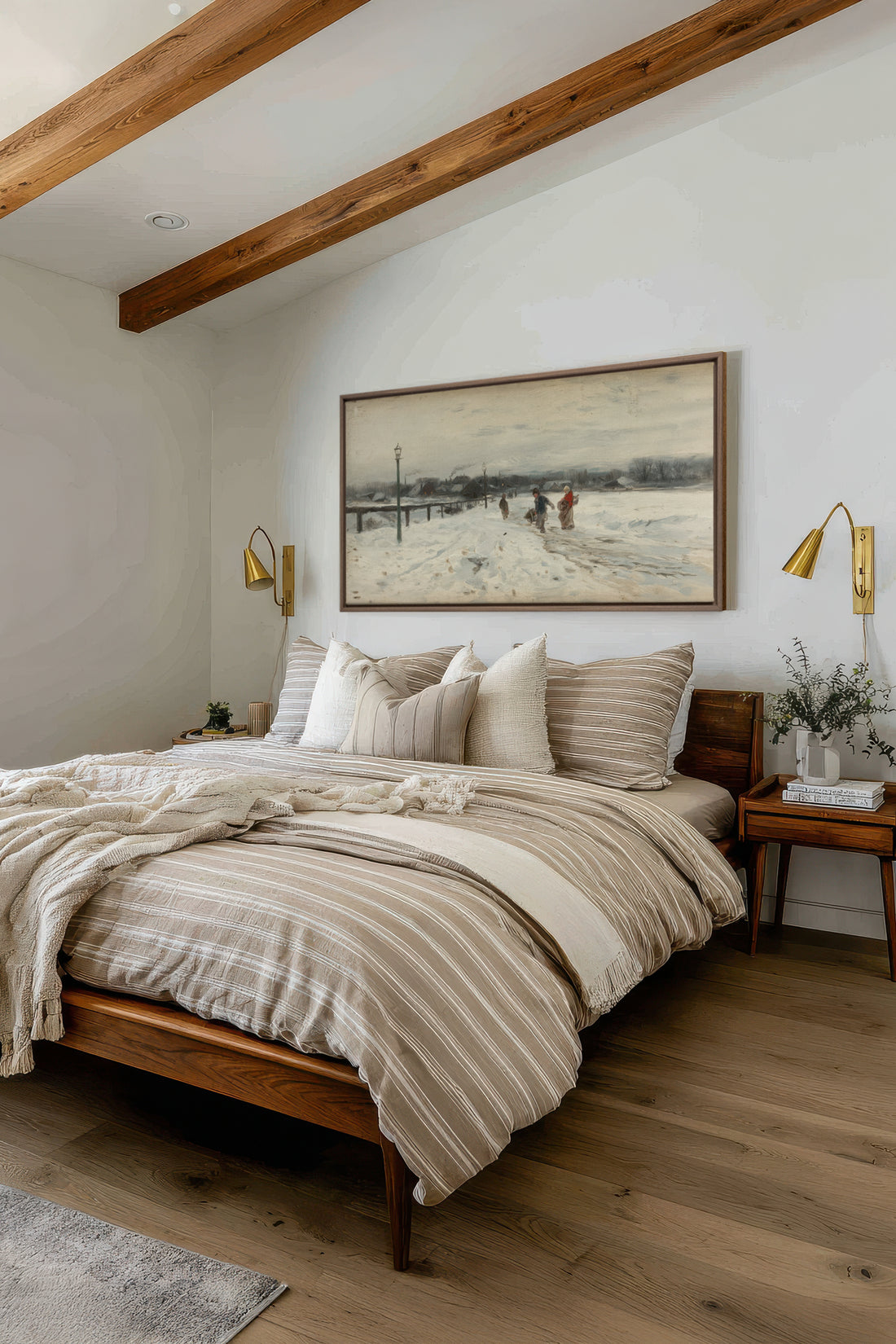 OLD WINTER DAYS, Oeuvre sur toile étirée, encadré Brun Chêne