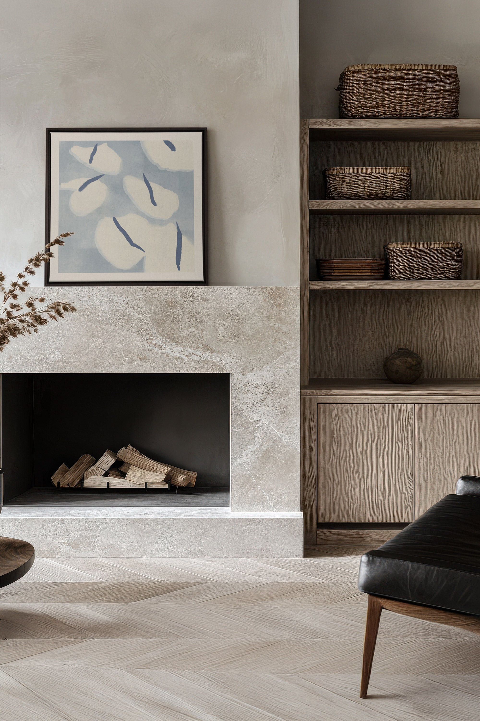 OLEKA CANVAS - COTON MARINE, Oeuvre sur toile étirée, encadré Noir