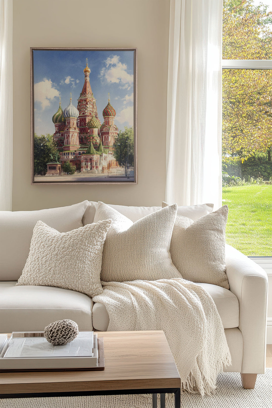 OLEKA CANVAS - MOSCOW HUES, Oeuvre sur toile étirée, encadré Brun Chêne