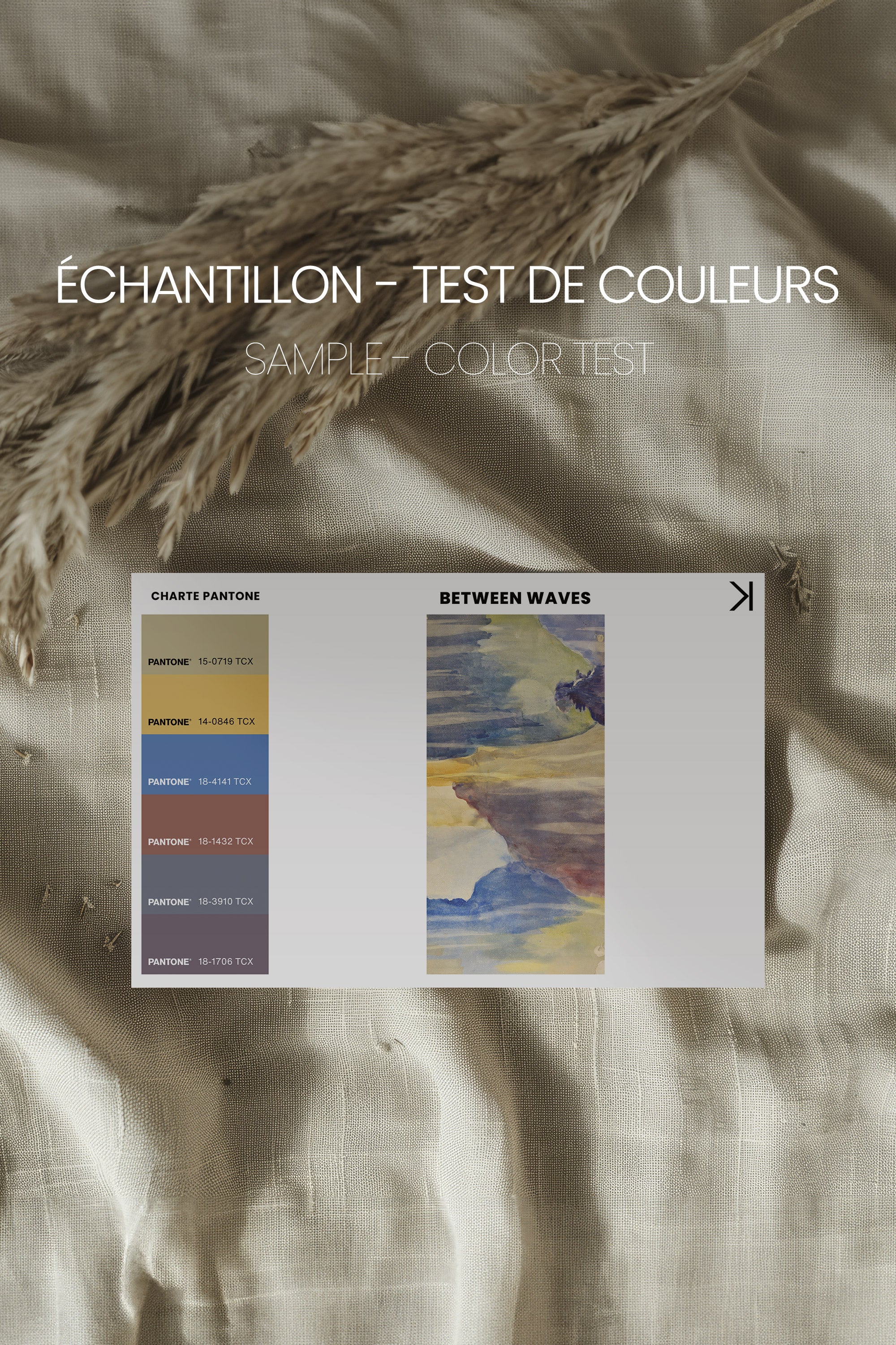 BETWEEN WAVES, Oeuvre sur toile étirée, encadré Brun Noyer