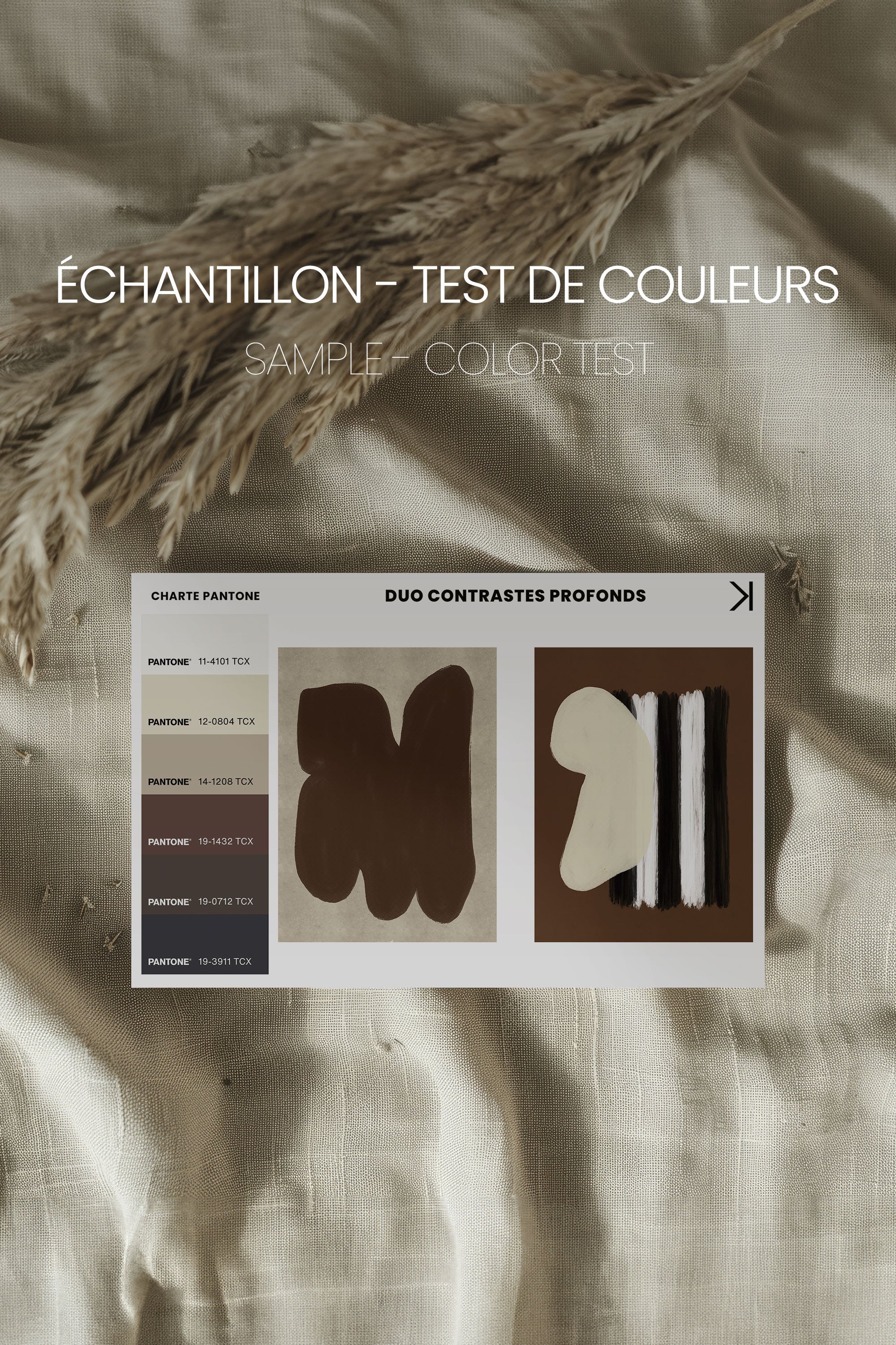 OLEKA CANVAS - DUO CONTRASTES PROFONDS, 2 Oeuvres sur toile étirée, encadré Naturel Clair