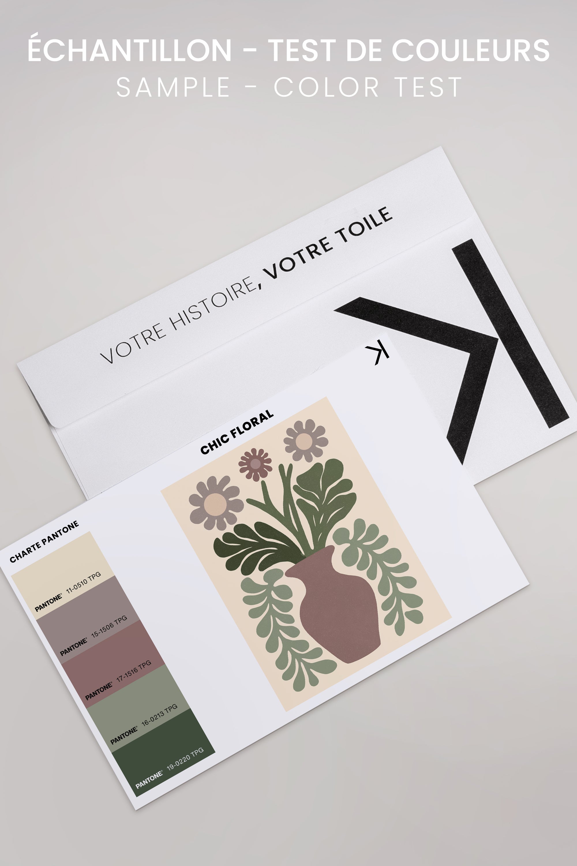 OLEKA CANVAS - CHIC FLORAL, Oeuvre sur toile étirée, encadré Brun Noyer