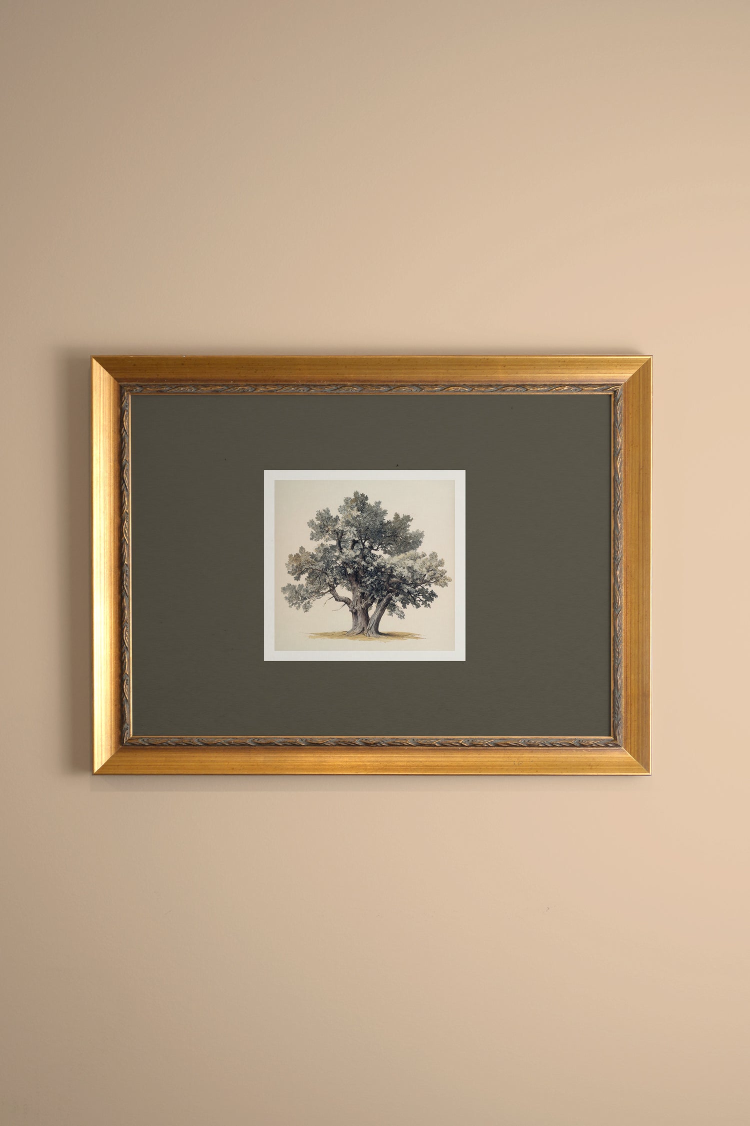 SILENT WISDOM, Artwork on rigid canvas, framed in Vintage Gold