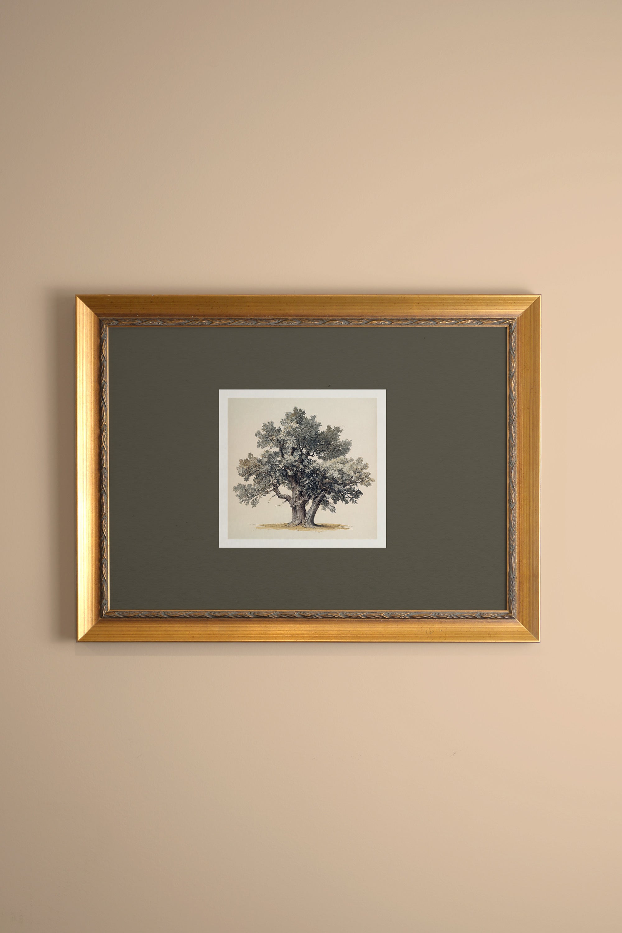 SILENT WISDOM, Artwork on rigid canvas, framed in Vintage Gold