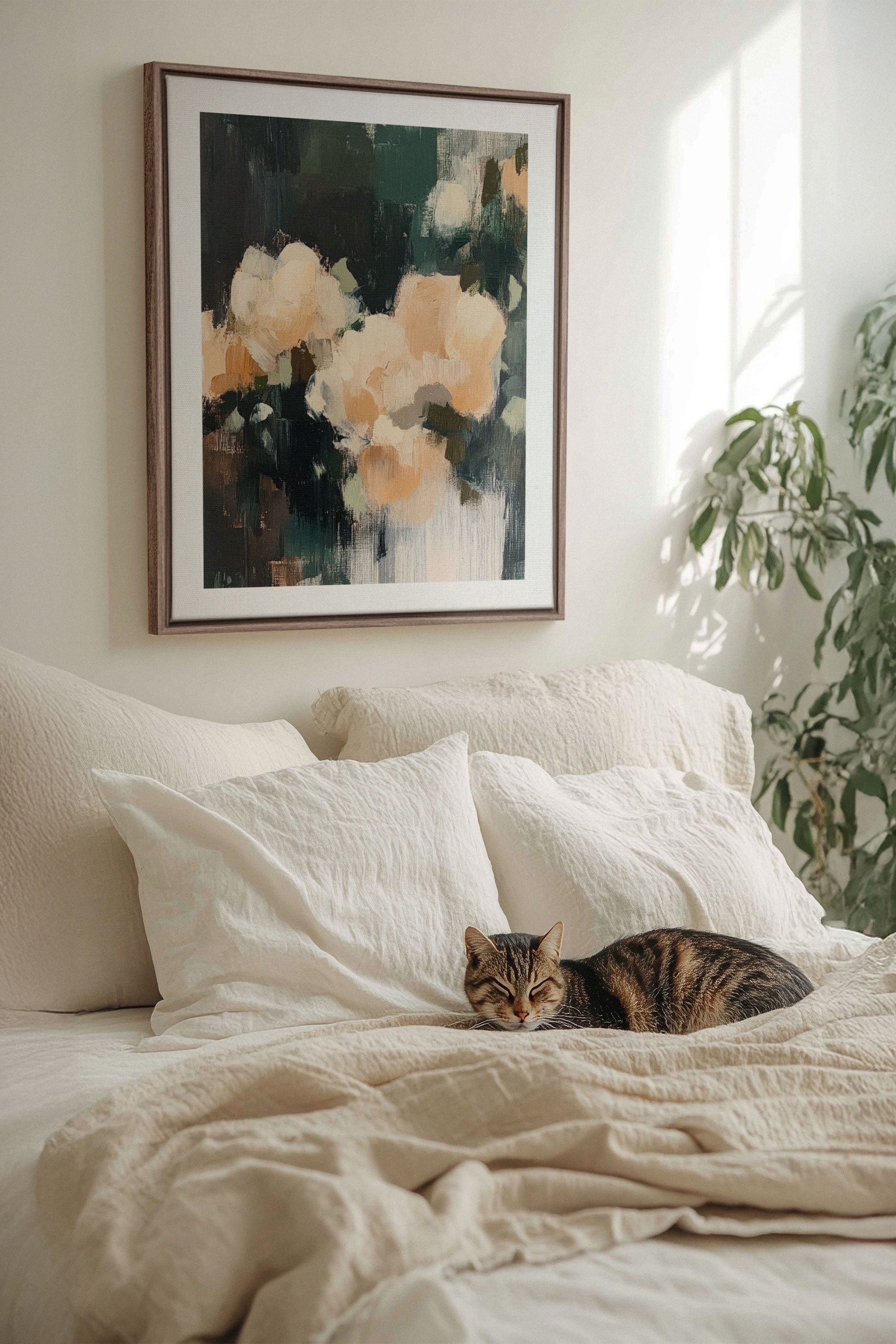 OLEKA CANVAS - RÊVES PASTELS, Oeuvre sur toile étirée, encadré Brun Chêne