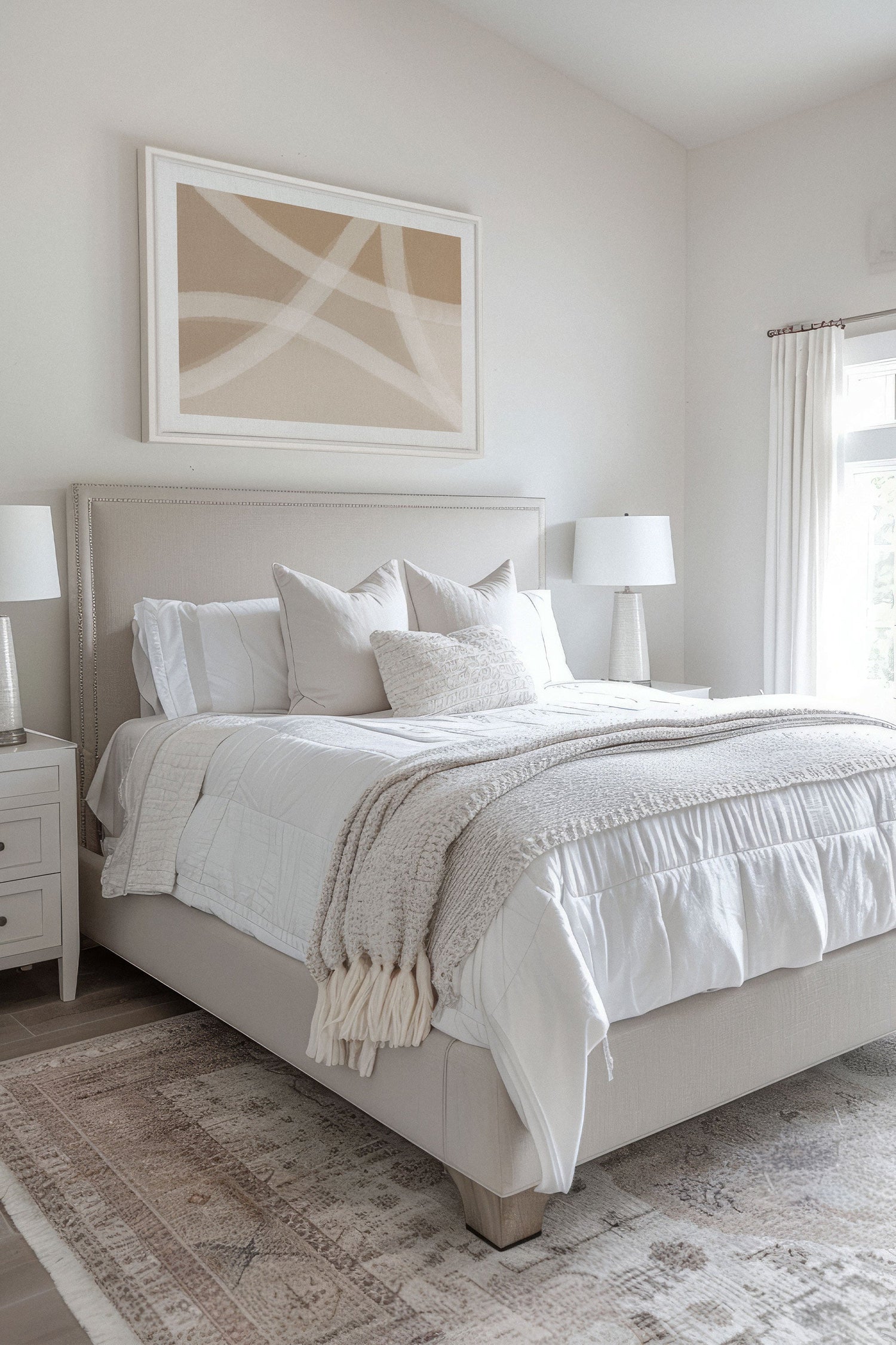 OLEKA CANVAS - DOUCEUR DE LIN, Oeuvre sur toile étirée, encadré Blanc