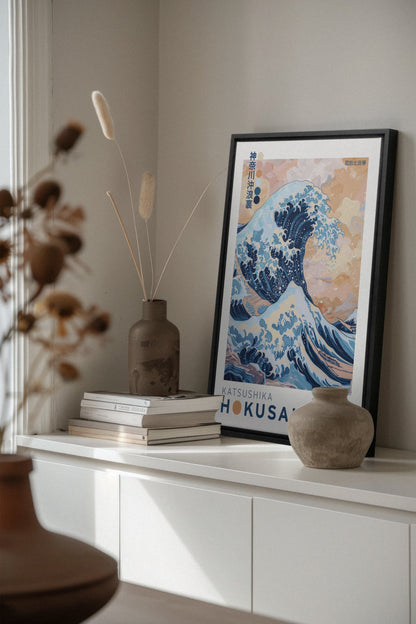OLEKA CANVAS - THE GREAT WAVE, Oeuvre sur toile étirée, encadré Noir