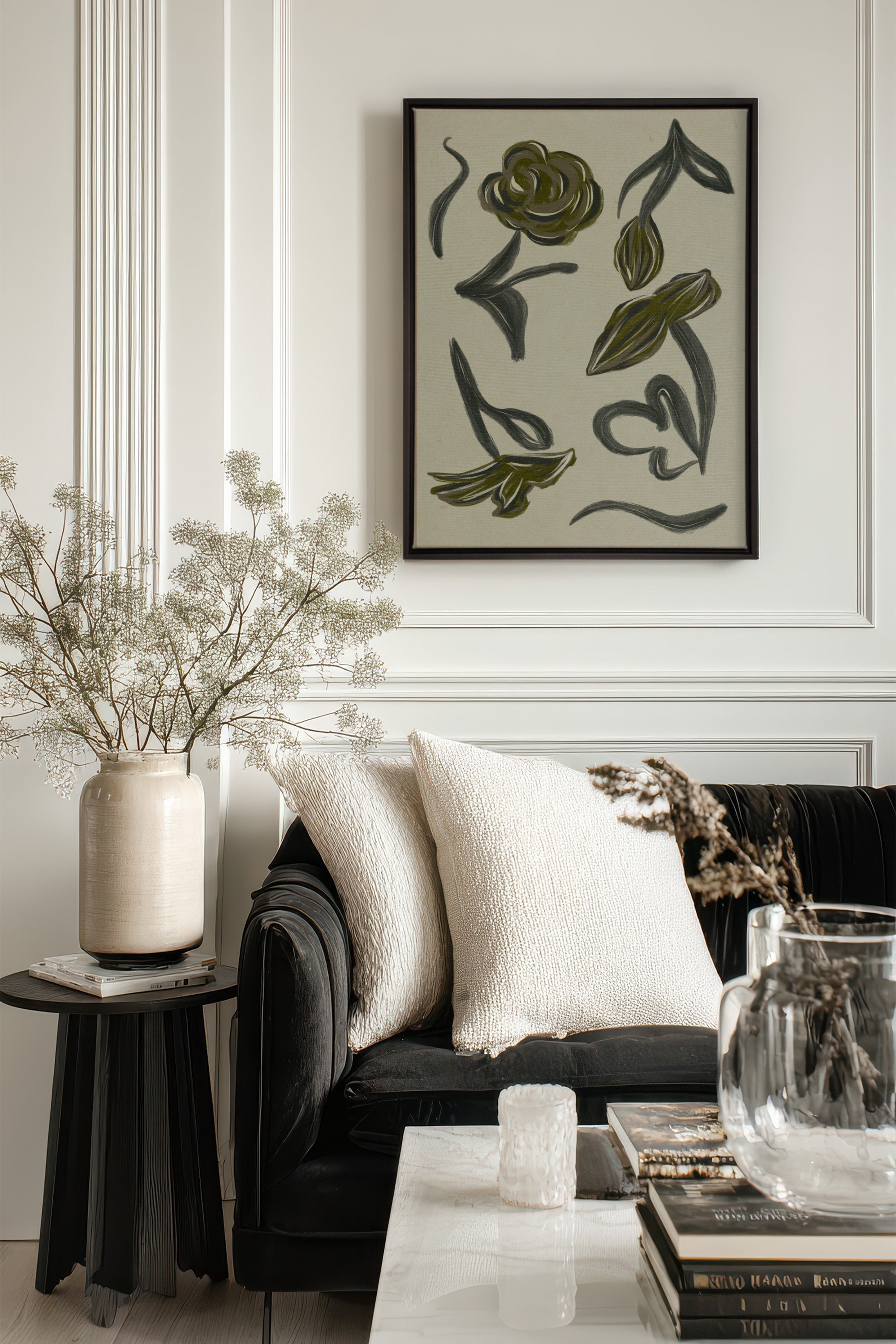 BOTANIC RELIC, Artwork on stretched canvas, framed in black