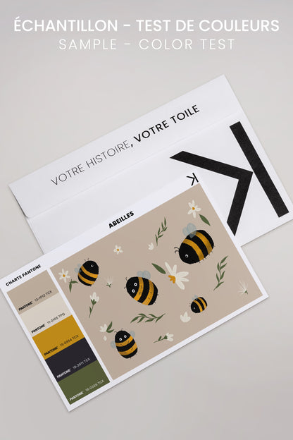 OLEKA CANVAS - ABEILLES, Oeuvre sur toile étirée, encadré Brun Noyer