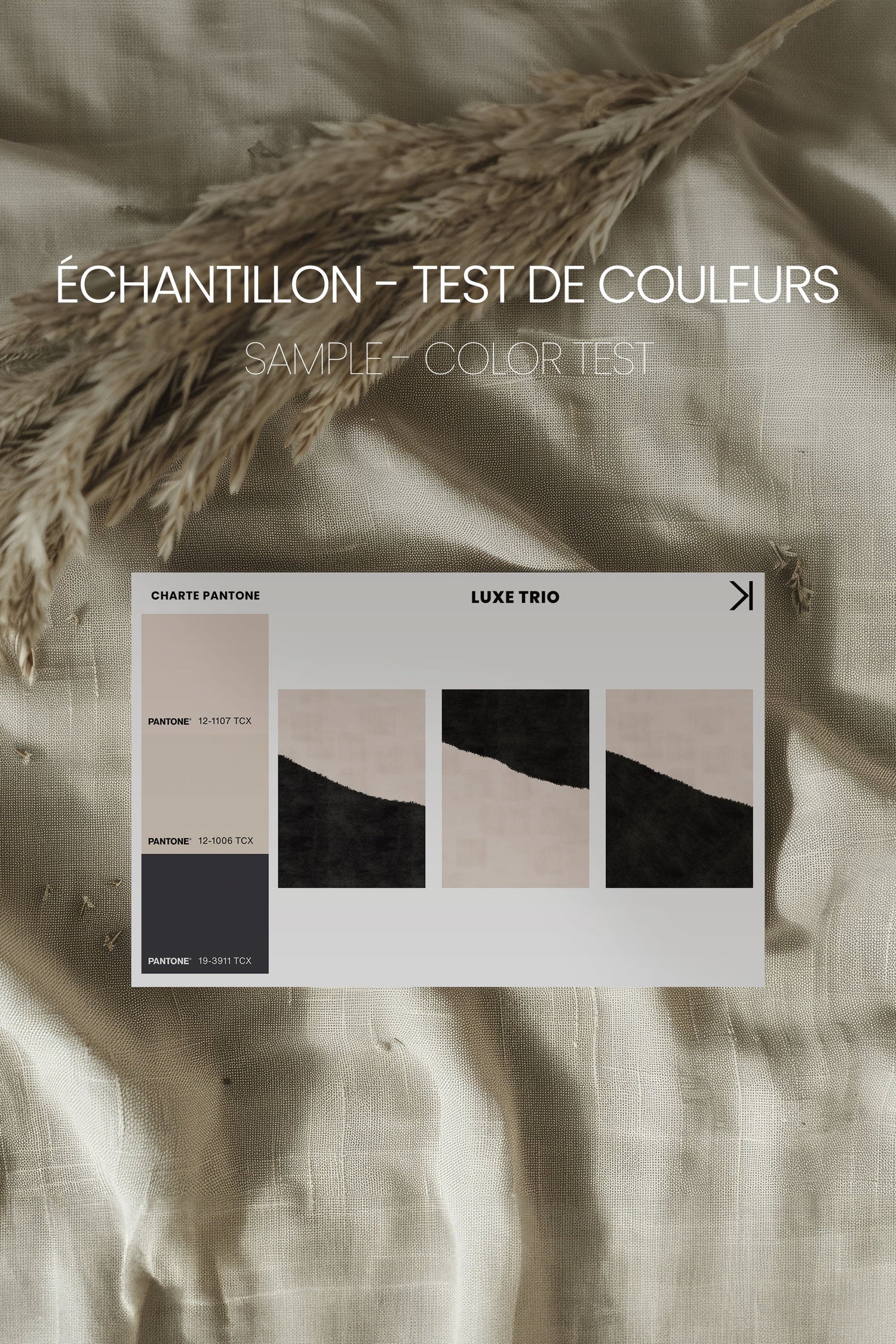 OLEKA CANVAS - LUXE TRIO, 3 Oeuvres sur toile étirée, encadré Blanc