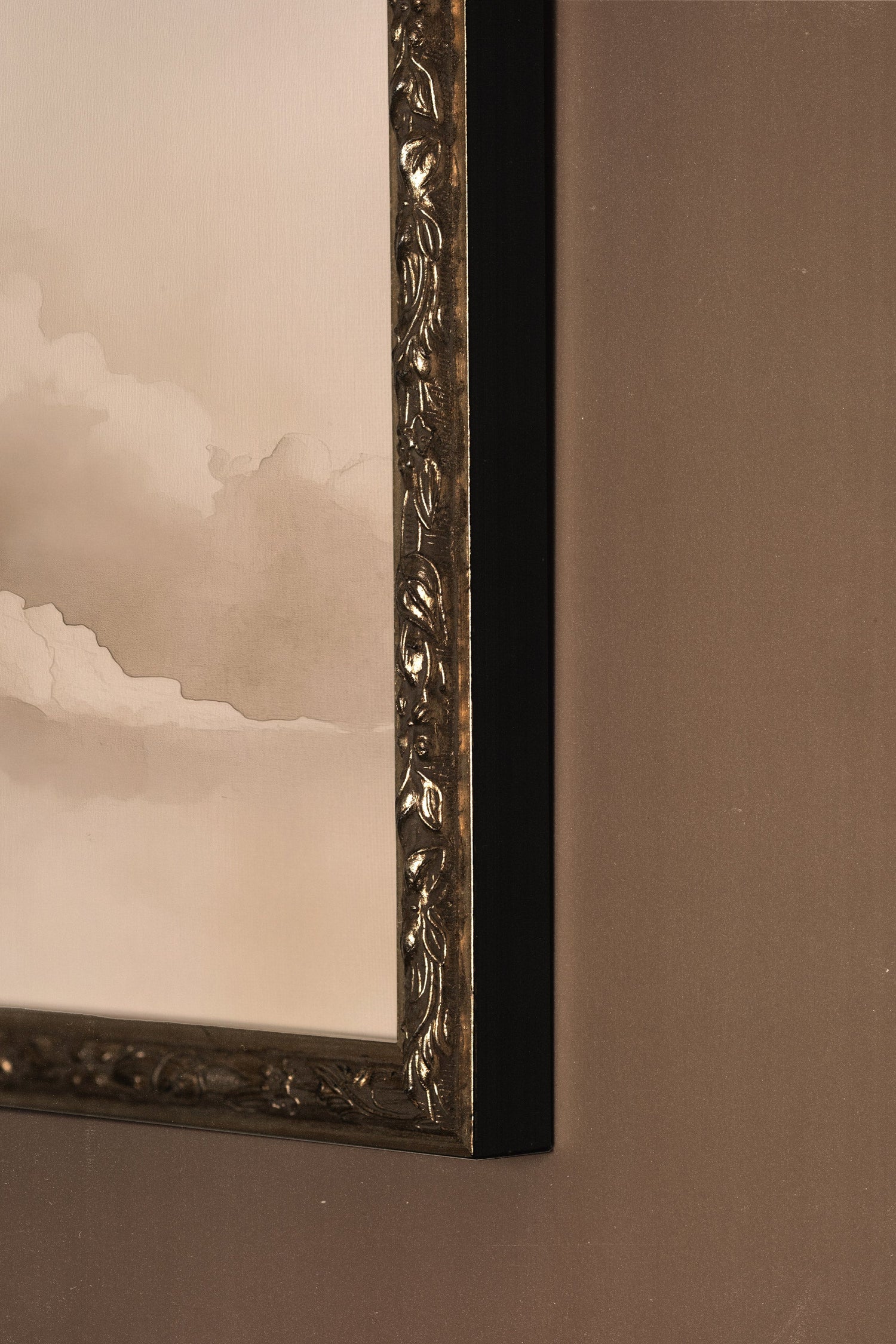 NUAGES DOUILLET, Artwork on rigid canvas, framed Vintage Silver