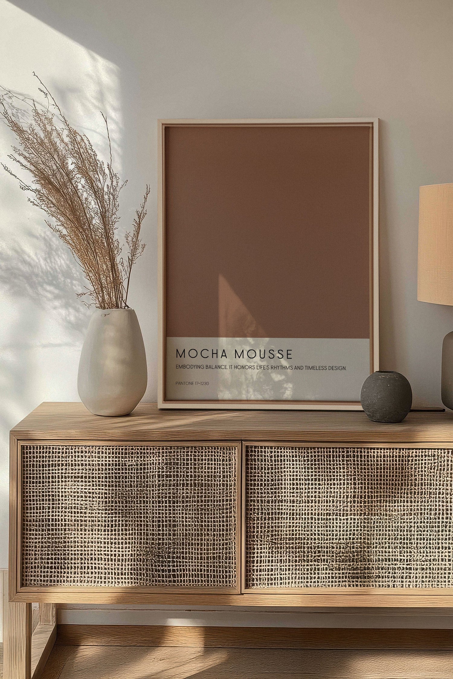 OLEKA CANVAS - MOCHA MOUSSE, Oeuvre sur toile étirée, encadré Naturel Clair