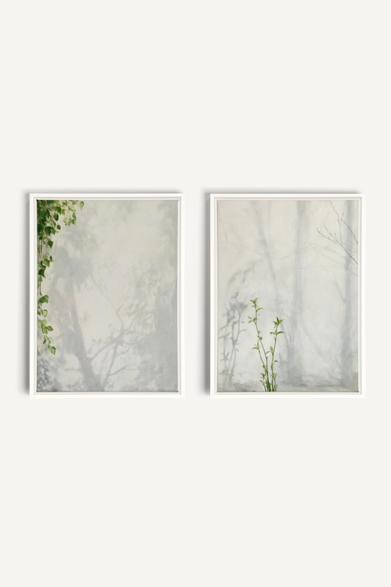 EMPREINTES DE LUMIÈRE DUO, 2 Oeuvres sur toile étirée, encadré Blanc