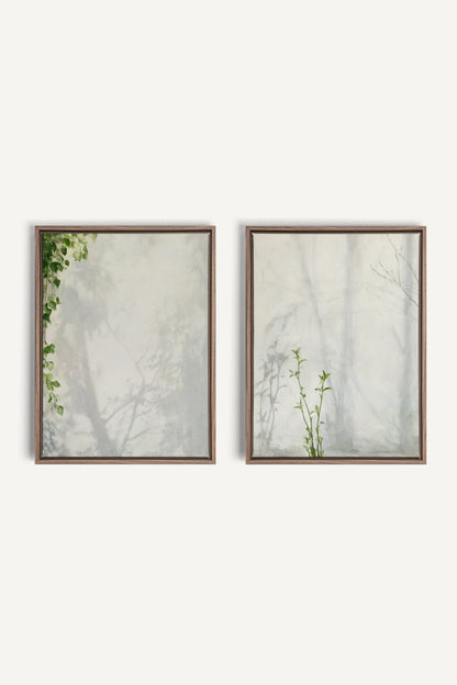 EMPREINTES DE LUMIÈRE DUO, 2 Artworks on stretched canvas, Oak Brown frame