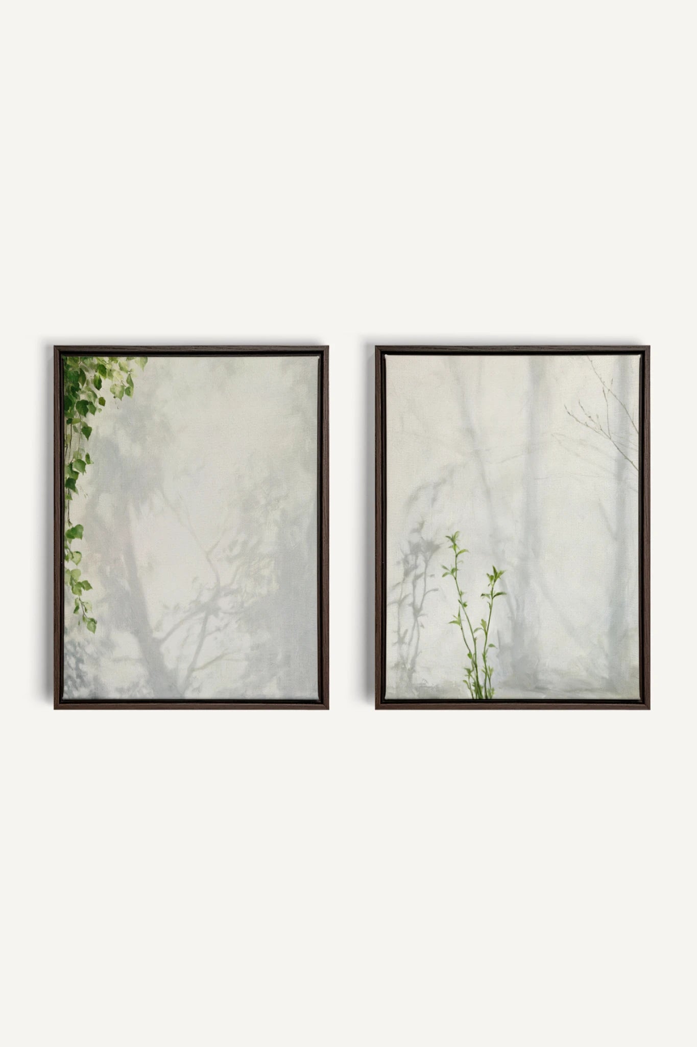 EMPREINTES DE LUMIÈRE DUO, 2 Artworks on stretched canvas, Walnut Brown frame