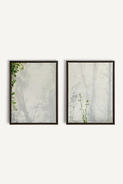EMPREINTES DE LUMIÈRE DUO, 2 Artworks on stretched canvas, Walnut Brown frame
