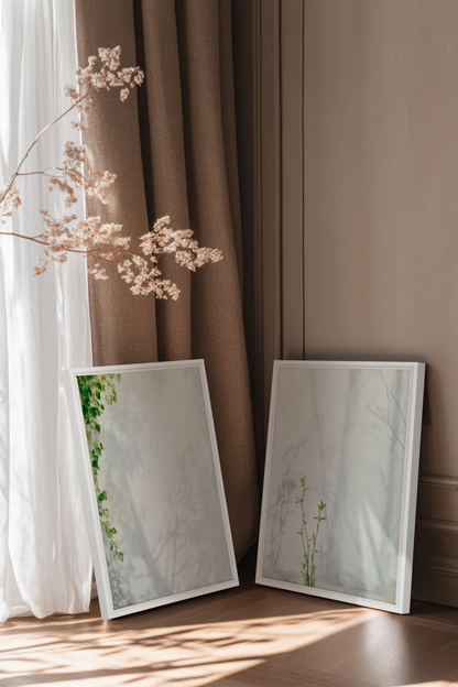 EMPREINTES DE LUMIÈRE DUO, 2 Oeuvres sur toile étirée, encadré Blanc