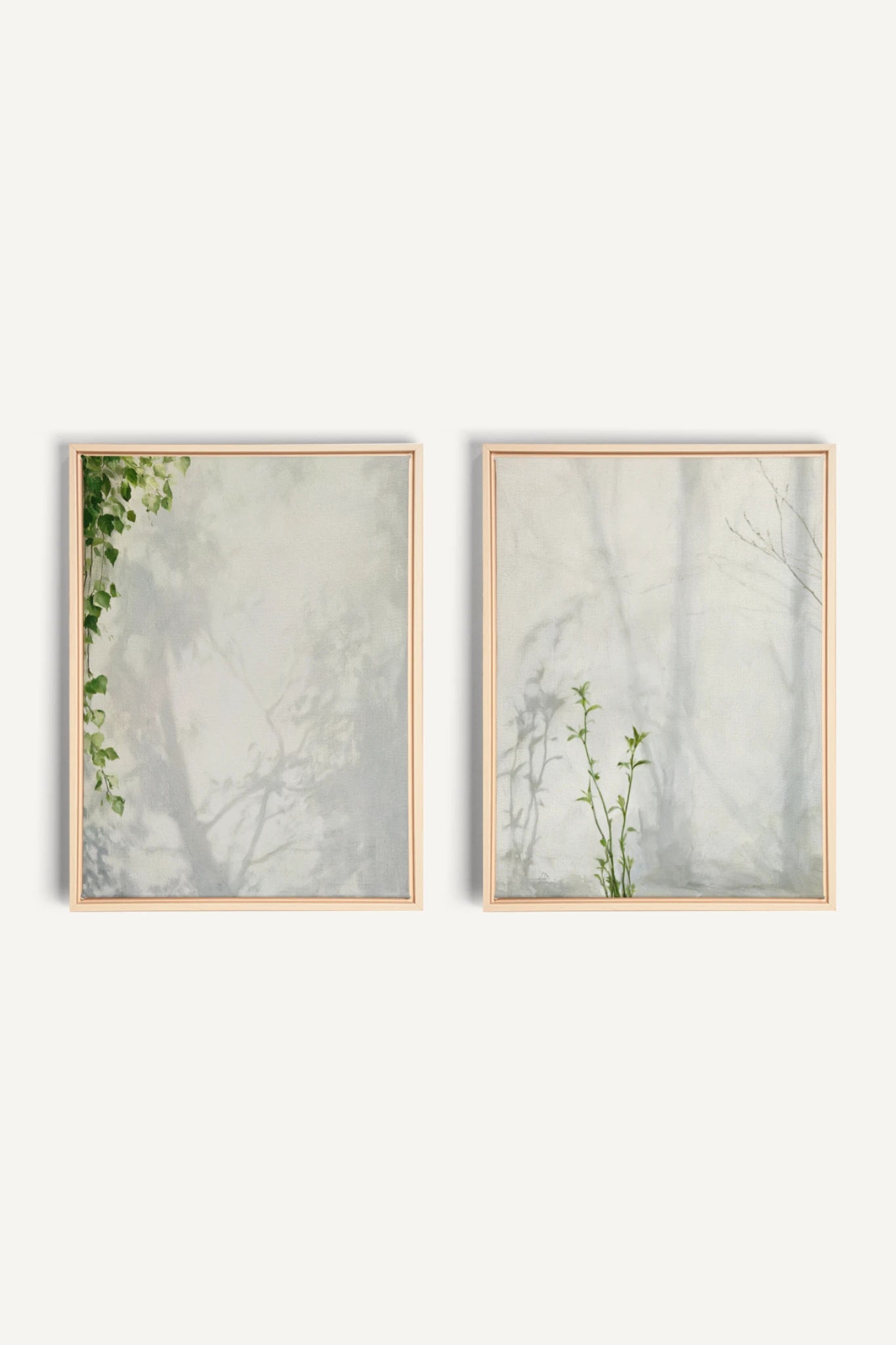 EMPREINTES DE LUMIÈRE DUO, 2 Artworks on stretched canvas, Light Natural frame