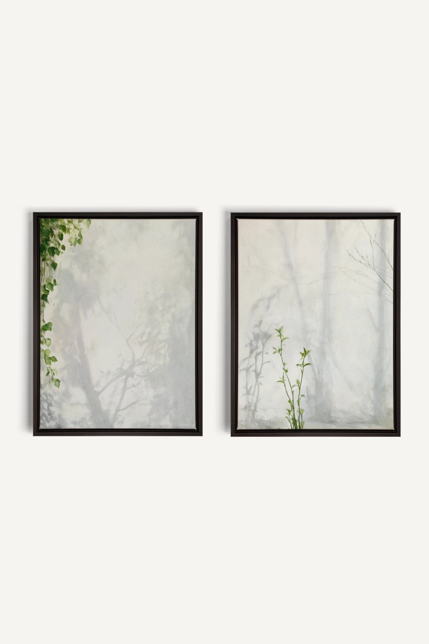 EMPREINTES DE LUMIÈRE DUO, 2 Artworks on stretched canvas, Black frame
