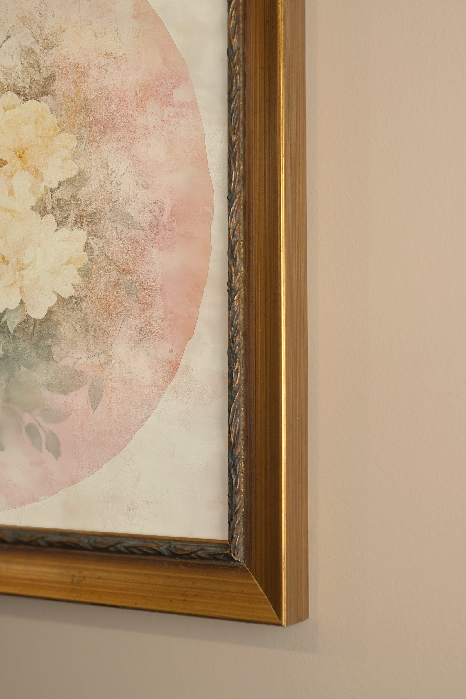 ÉCLAT FLORAL, Oeuvre sur toile étirée, encadré Vintage Or