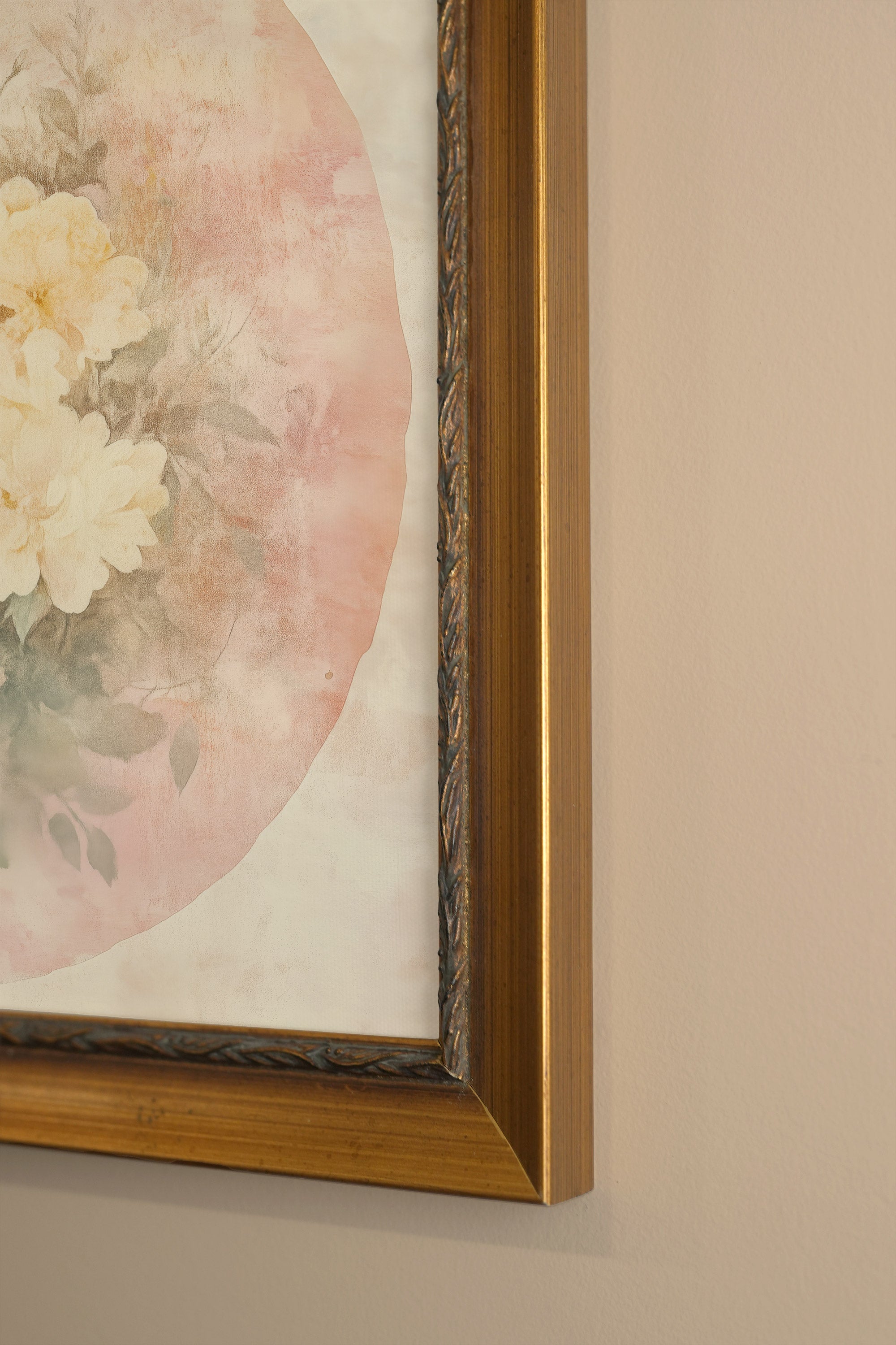 ÉCLAT FLORAL, Oeuvre sur toile étirée, encadré Vintage Or