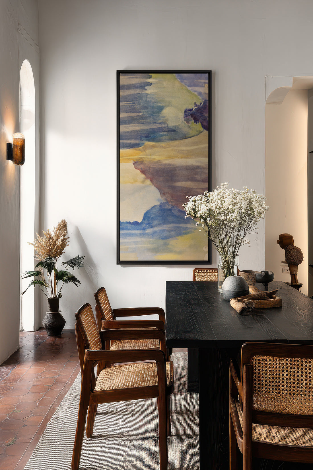 BETWEEN WAVES, Artwork on stretched canvas, framed in black