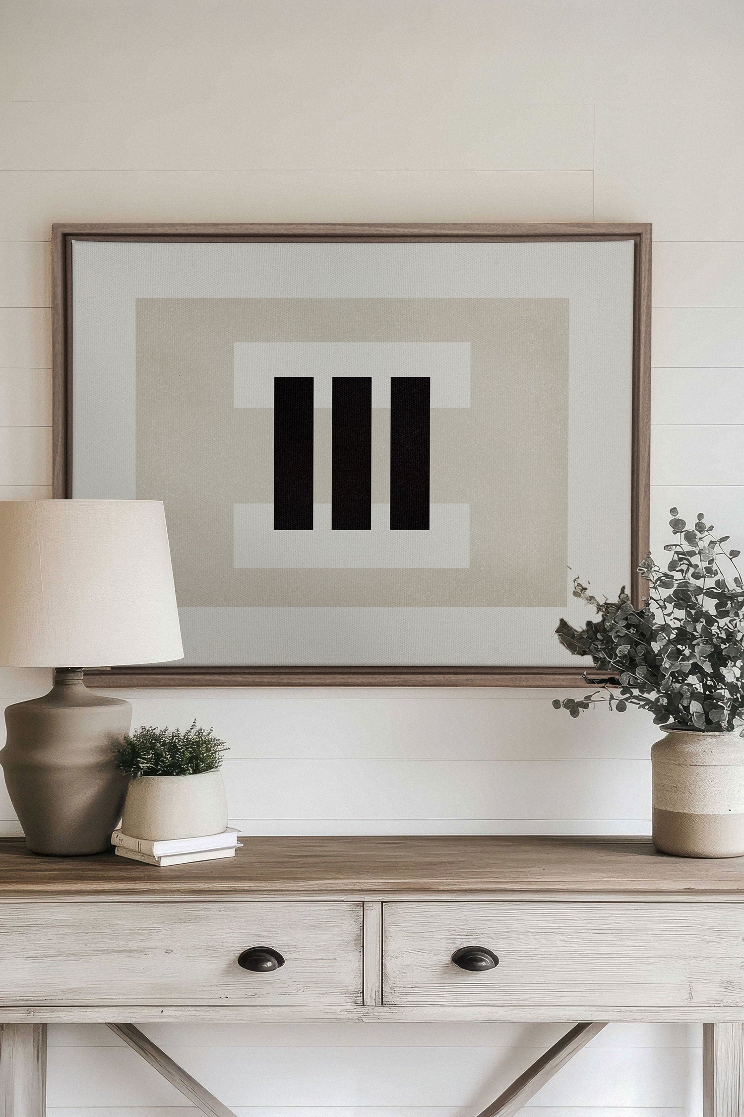 OLEKA CANVAS - LINEWORK, Oeuvre sur toile étirée, encadré Brun Chêne