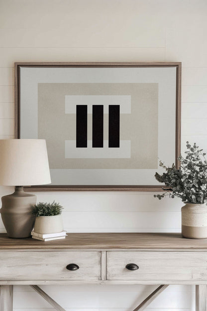 OLEKA CANVAS - LINEWORK, Oeuvre sur toile étirée, encadré Brun Chêne