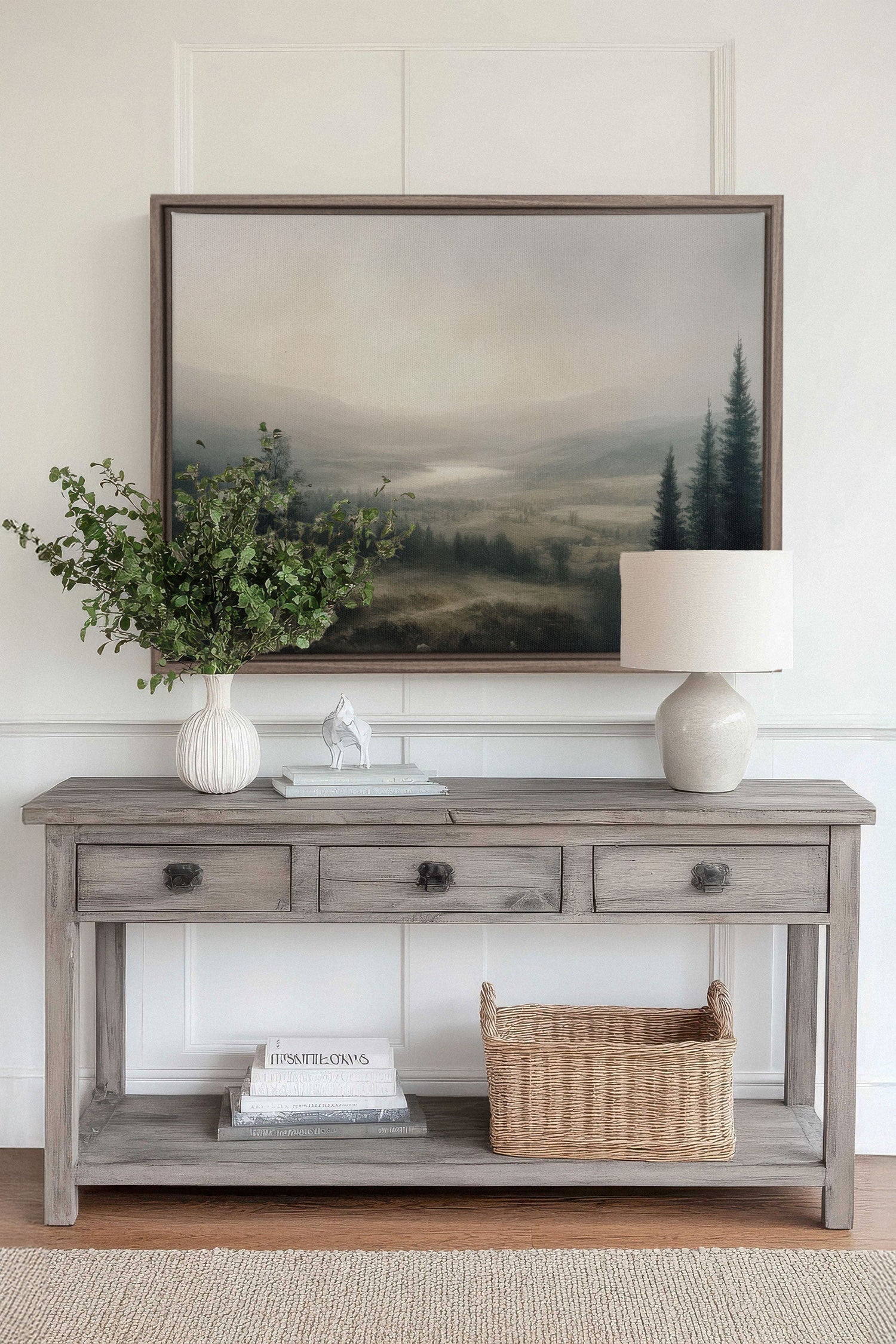 OLEKA CANVAS - GLOW OF SILENCE, Oeuvre sur toile étirée, encadré Brun Chêne