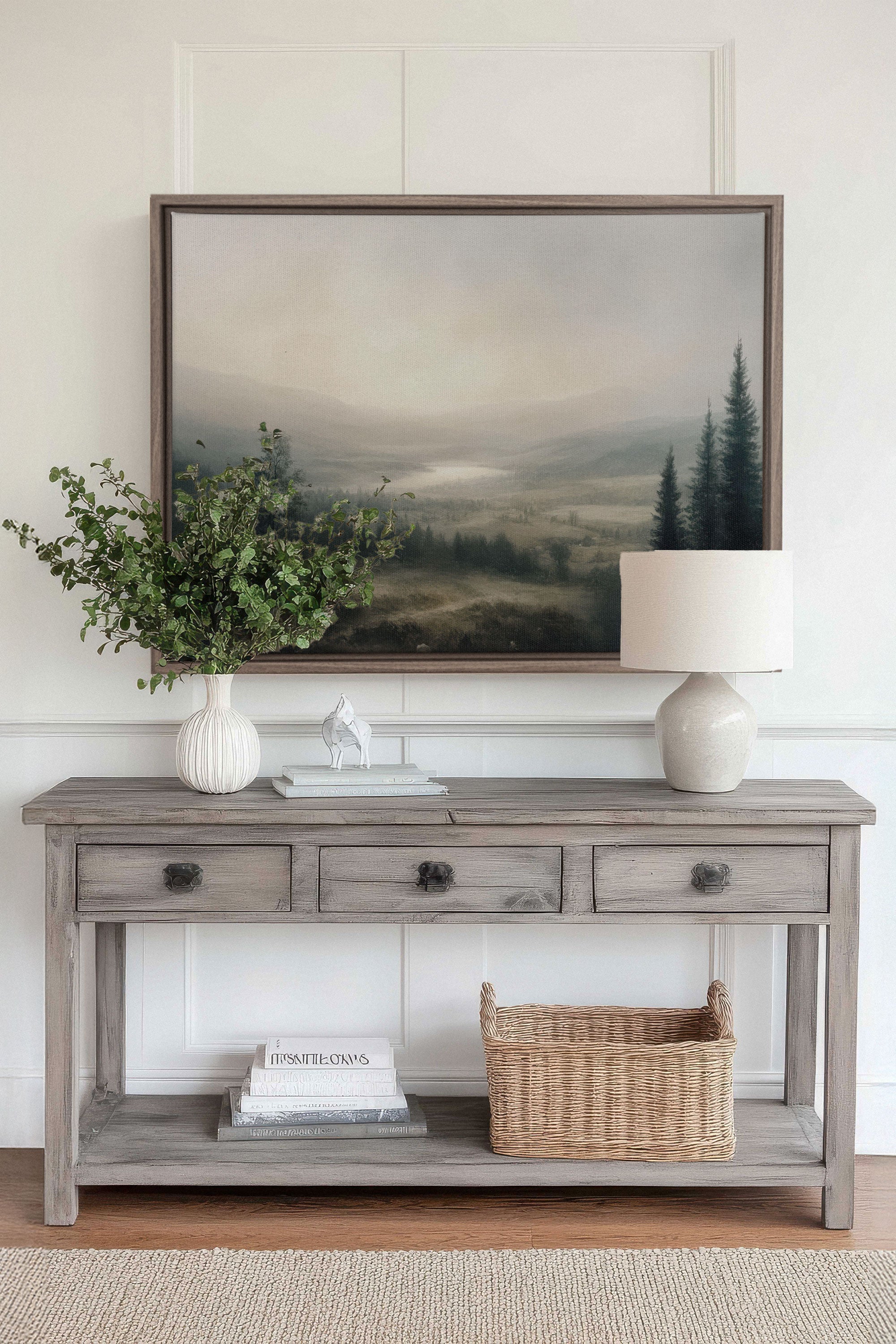 OLEKA CANVAS - GLOW OF SILENCE, Oeuvre sur toile étirée, encadré Brun Chêne