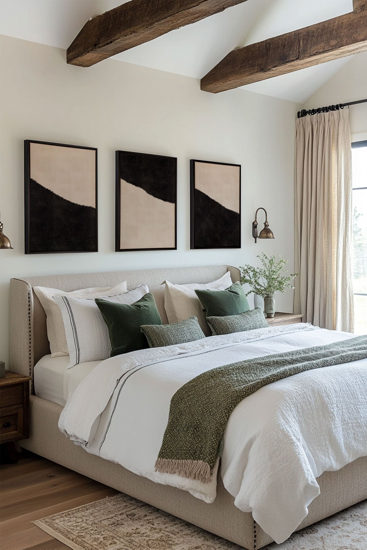 OLEKA CANVAS - LUXE TRIO, 3 Oeuvres sur toile étirée, encadré Noir