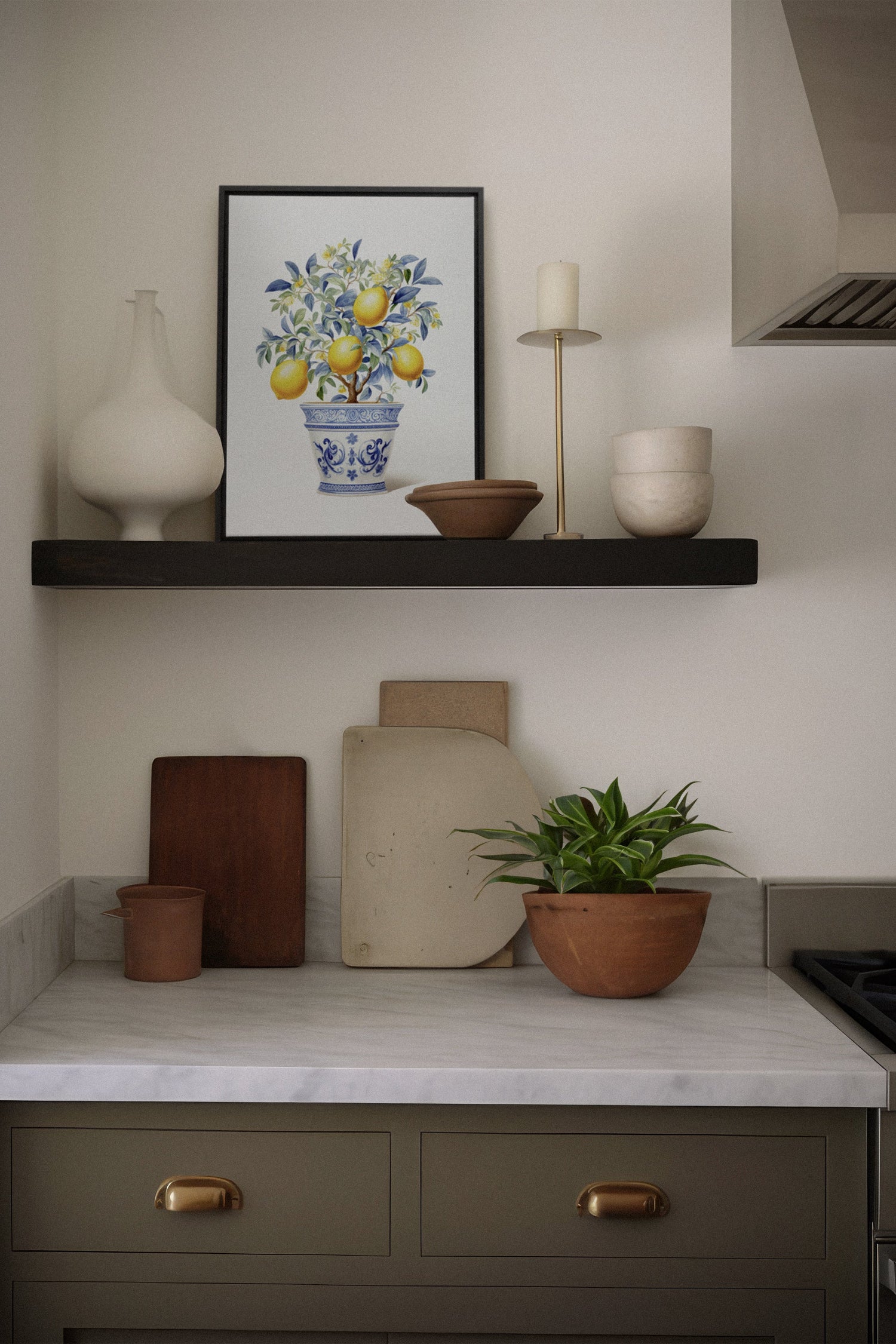 OLEKA CANVAS - LEMON BREEZE, Oeuvre sur toile étirée, encadré Noir