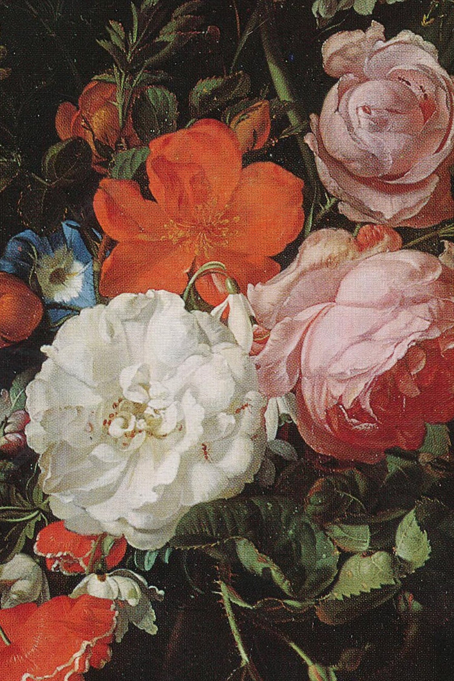 BOUQUET BAROQUE, Artwork on rigid canvas, framed Vintage Silver