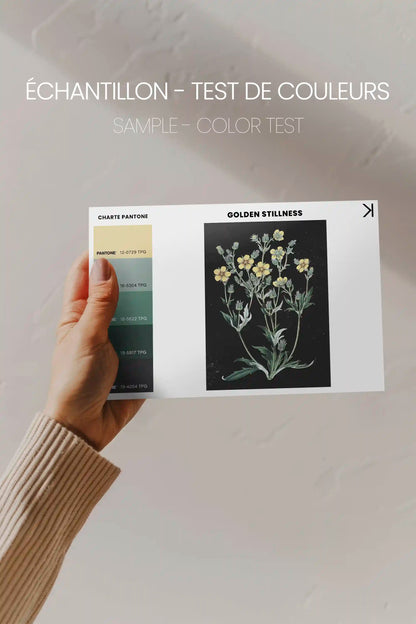 GOLDEN STILLNESS, Work on stretched canvas, framed Oak Brown