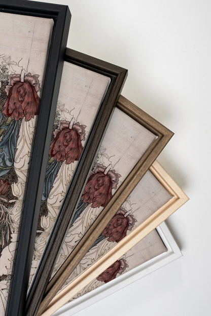 VELOURS FLORAL, Oeuvre sur toile étirée, encadré Noir