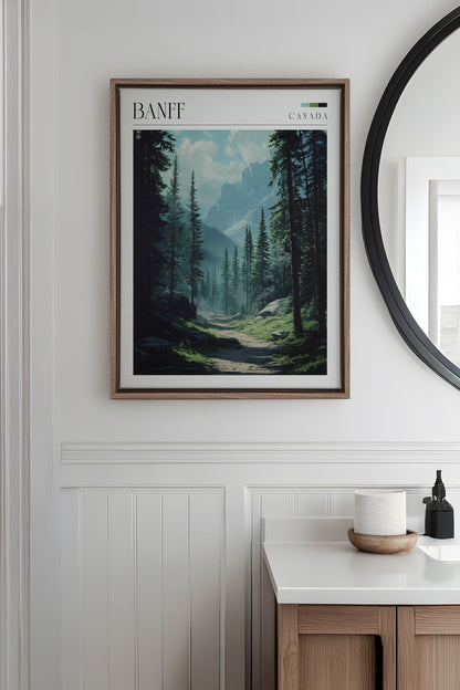 OLEKA CANVAS - BANFF, Oeuvre sur toile étirée, encadré Brun Chêne