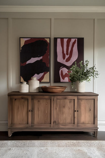 OLEKA CANVAS - DUO INK &amp; DUST, 2 Oeuvres sur toile étirée, encadré Noir