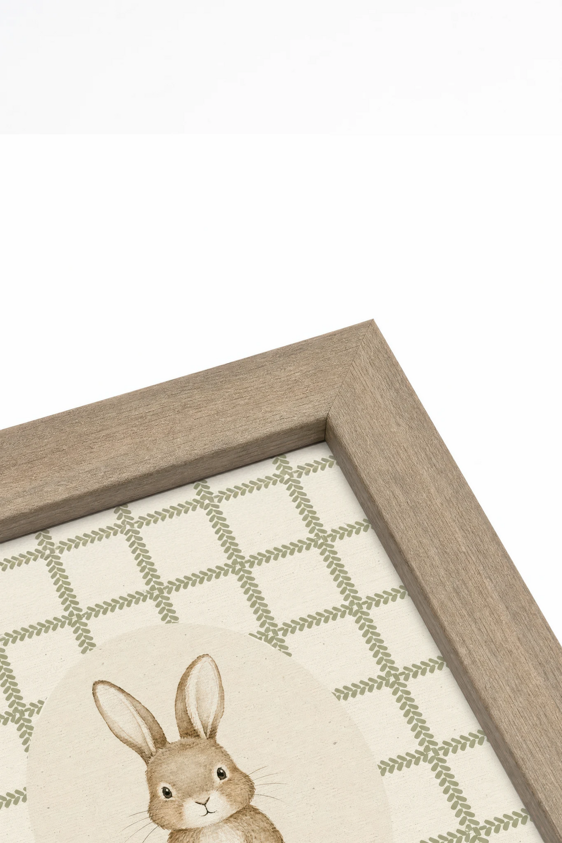 COUNTRY BUNNY, Oeuvre sur toile rigide, encadré brun chêne
