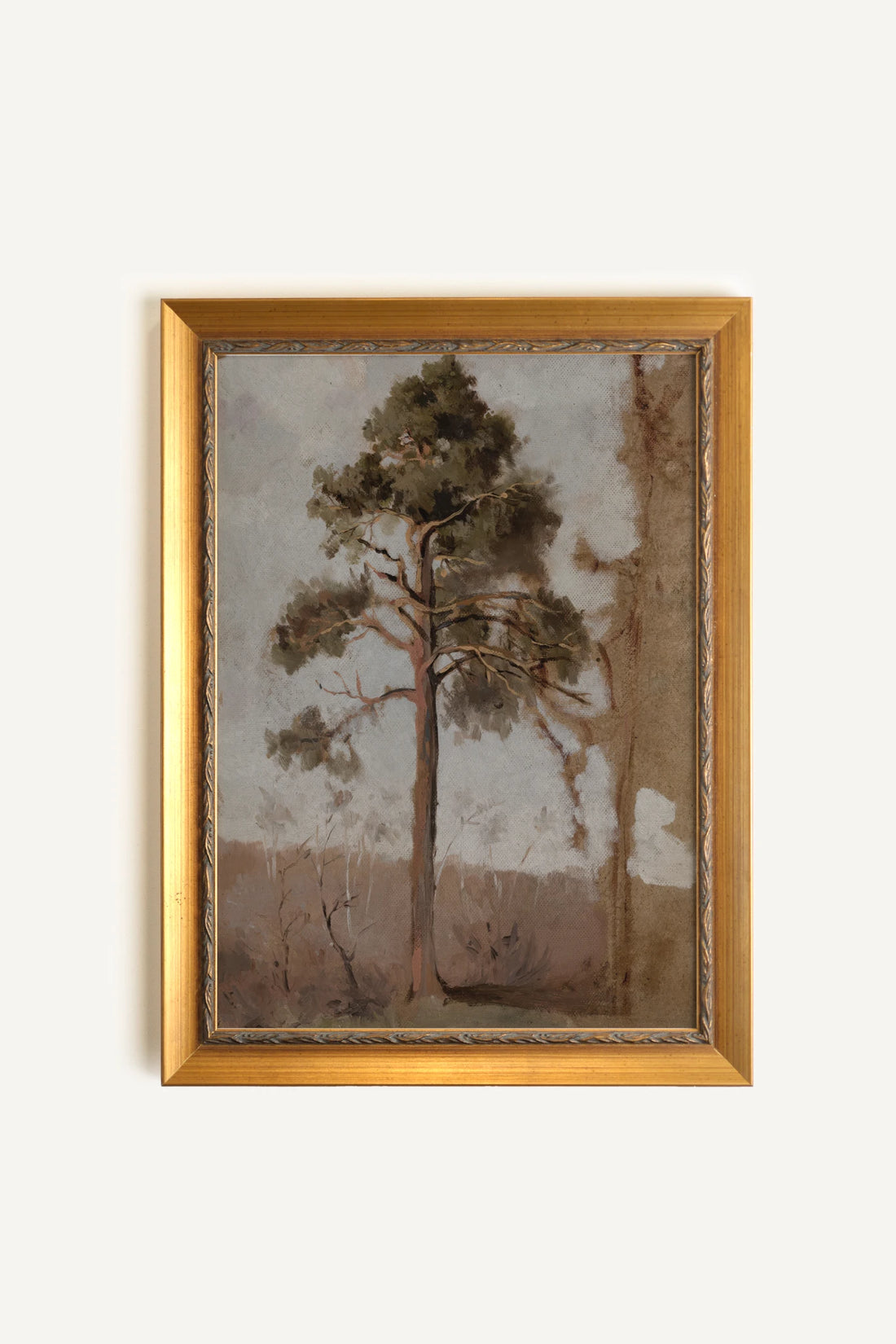 PIN RUSTIQUE, Painting on Stretched Canvas, Framed in Vintage Gold