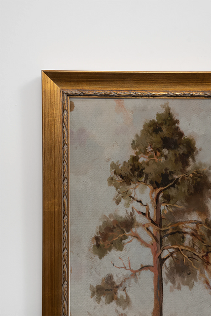 PIN RUSTIQUE, Painting on Stretched Canvas, Framed in Vintage Gold