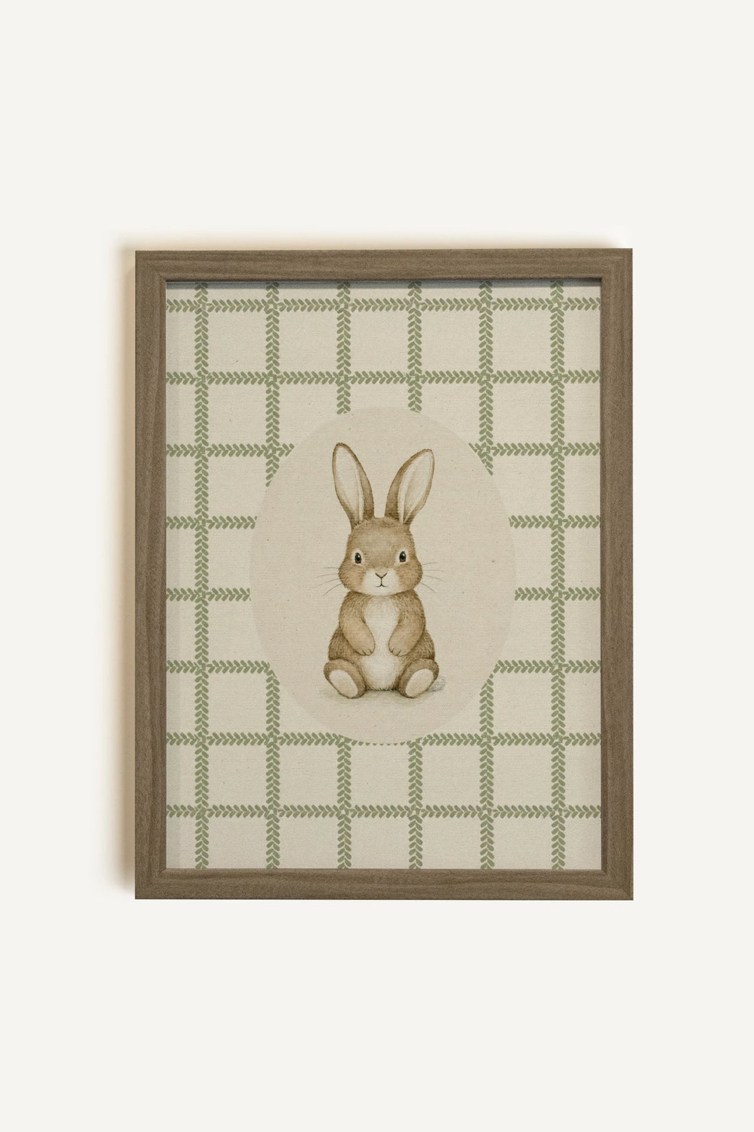 COUNTRY BUNNY, Oeuvre sur toile rigide, encadré brun chêne