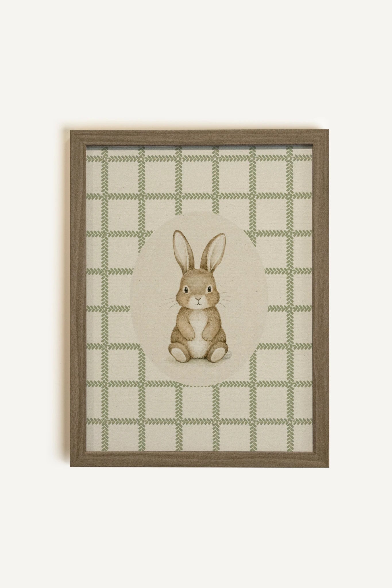 COUNTRY BUNNY, Oeuvre sur toile rigide, encadré brun chêne