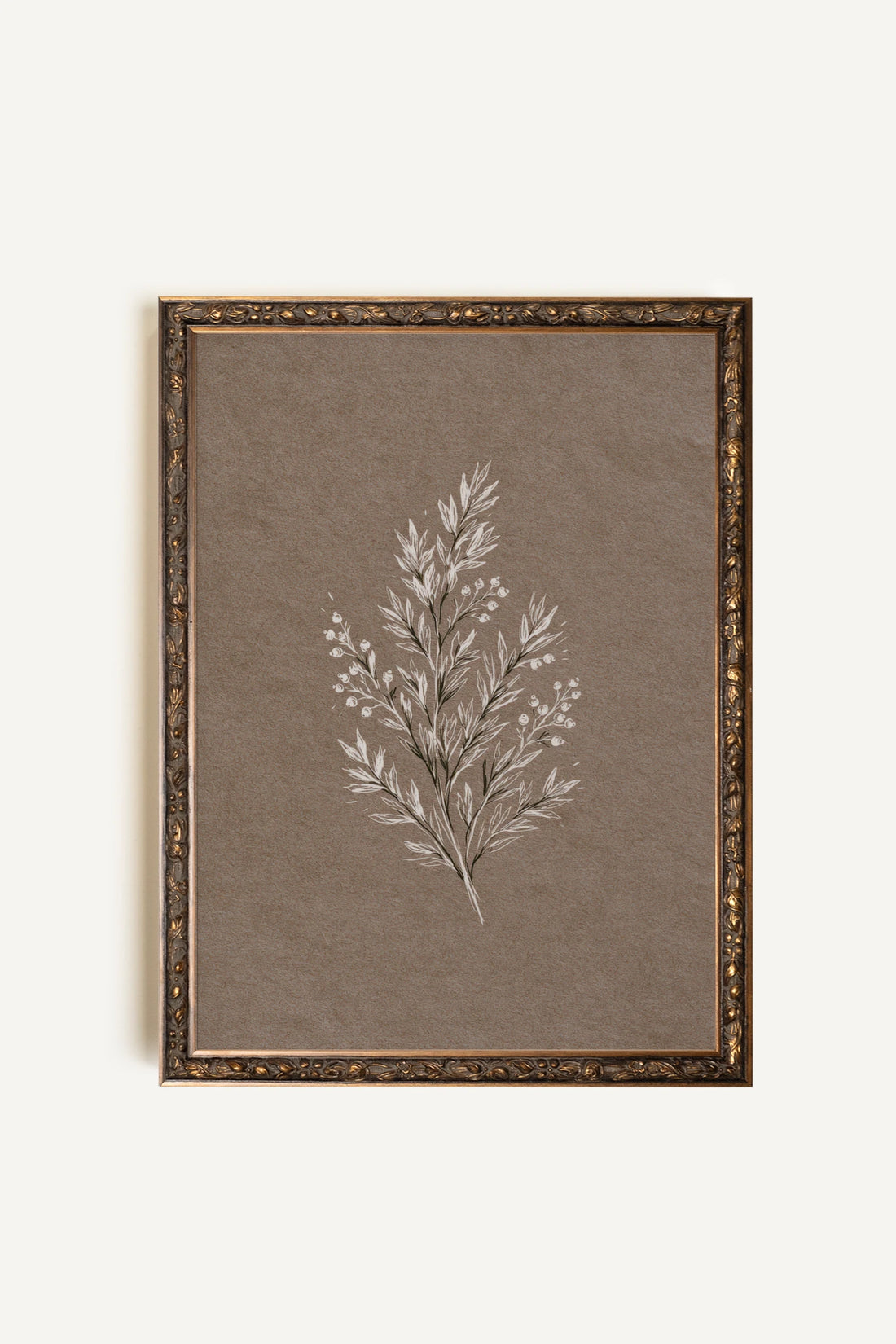 BRANCHE DE LIN II, Work on stretched canvas, framed in Vintage Bronze