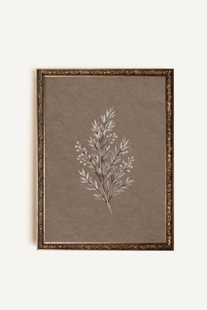 BRANCHE DE LIN II, Oeuvre sur toile étirée, encadré Vintage Bronze