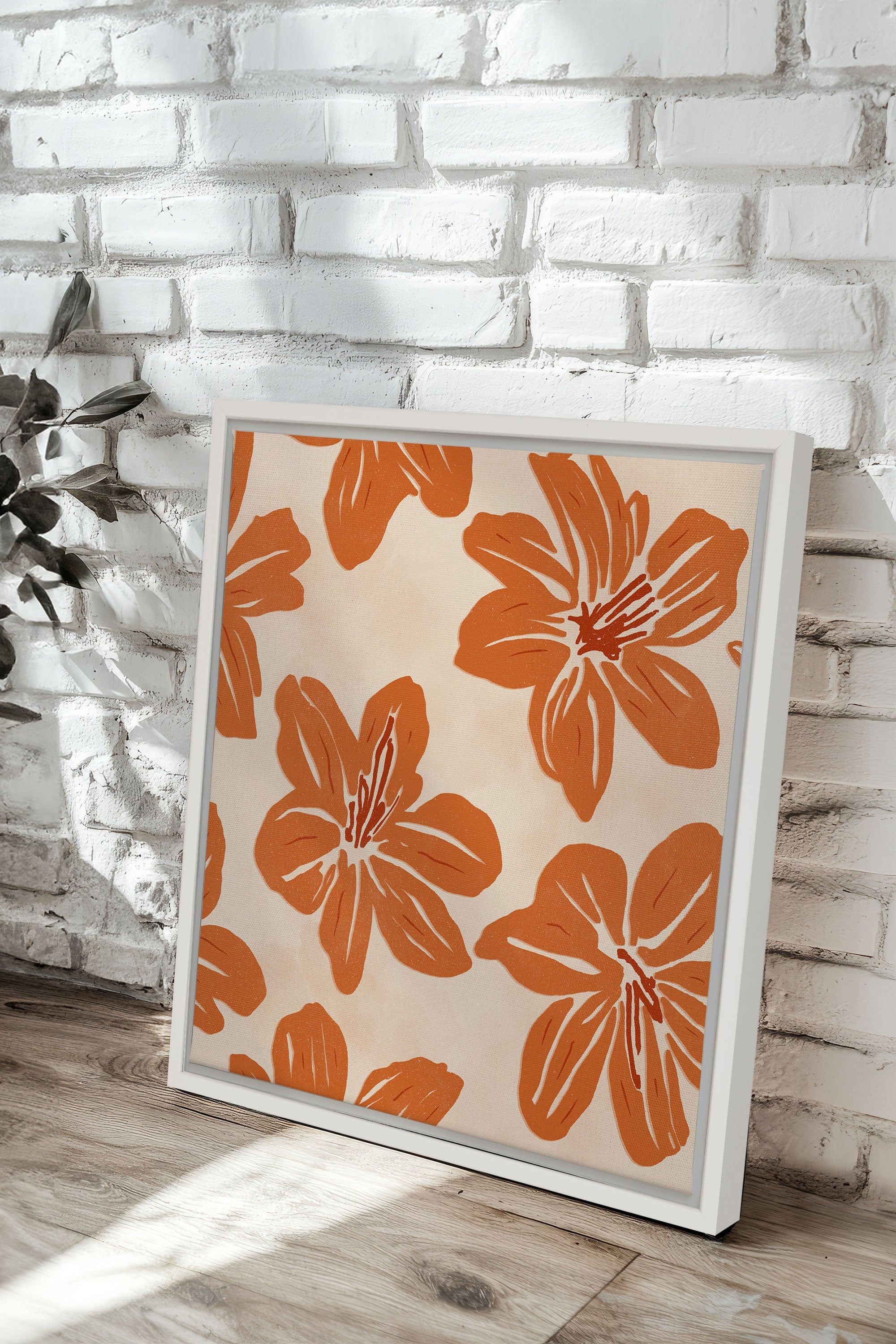 OLEKA CANVAS - RAYON FLORAL, Oeuvre sur toile étirée, encadré Blanc
