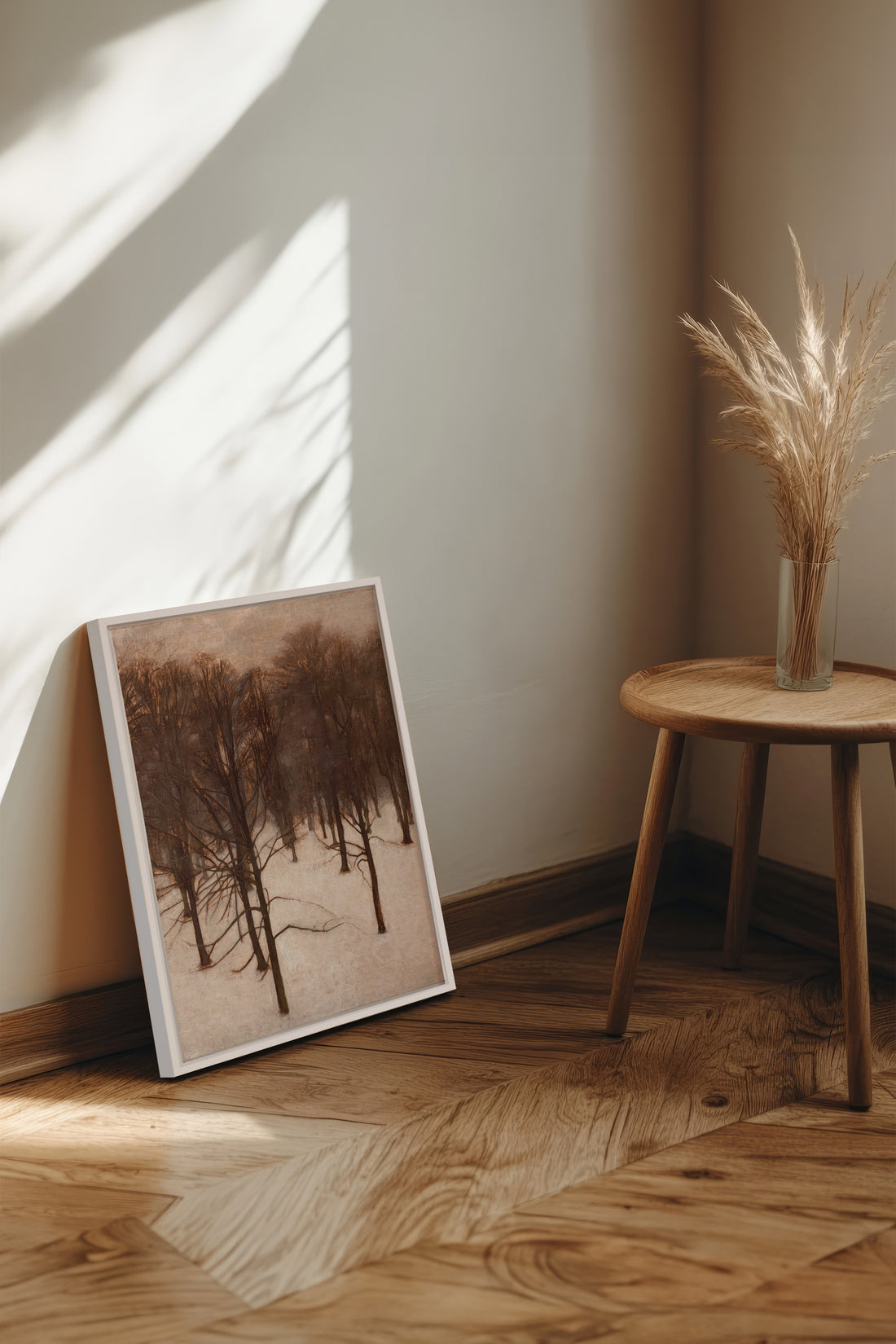 FORÊT DE GIVRE, Oeuvre sur toile étirée, encadré Blanc